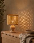 Handwoven Rattan Table Lamp, 16in