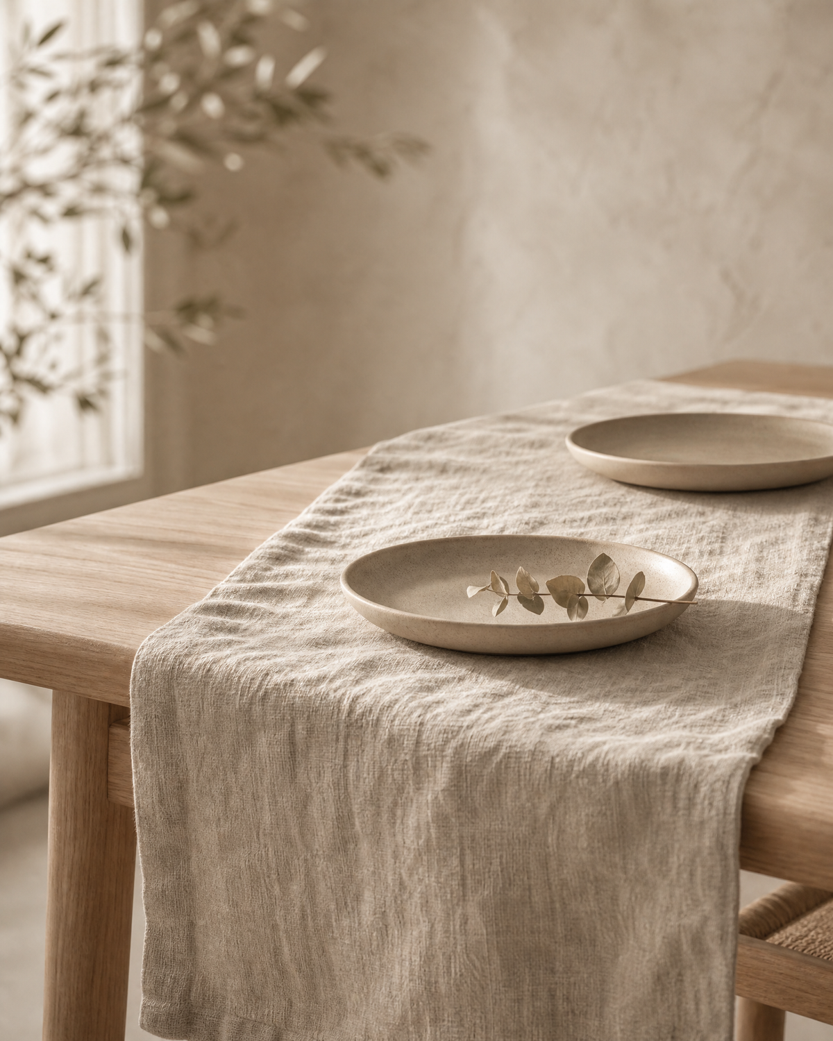 Stonewashed Linen Table Runner, 108in