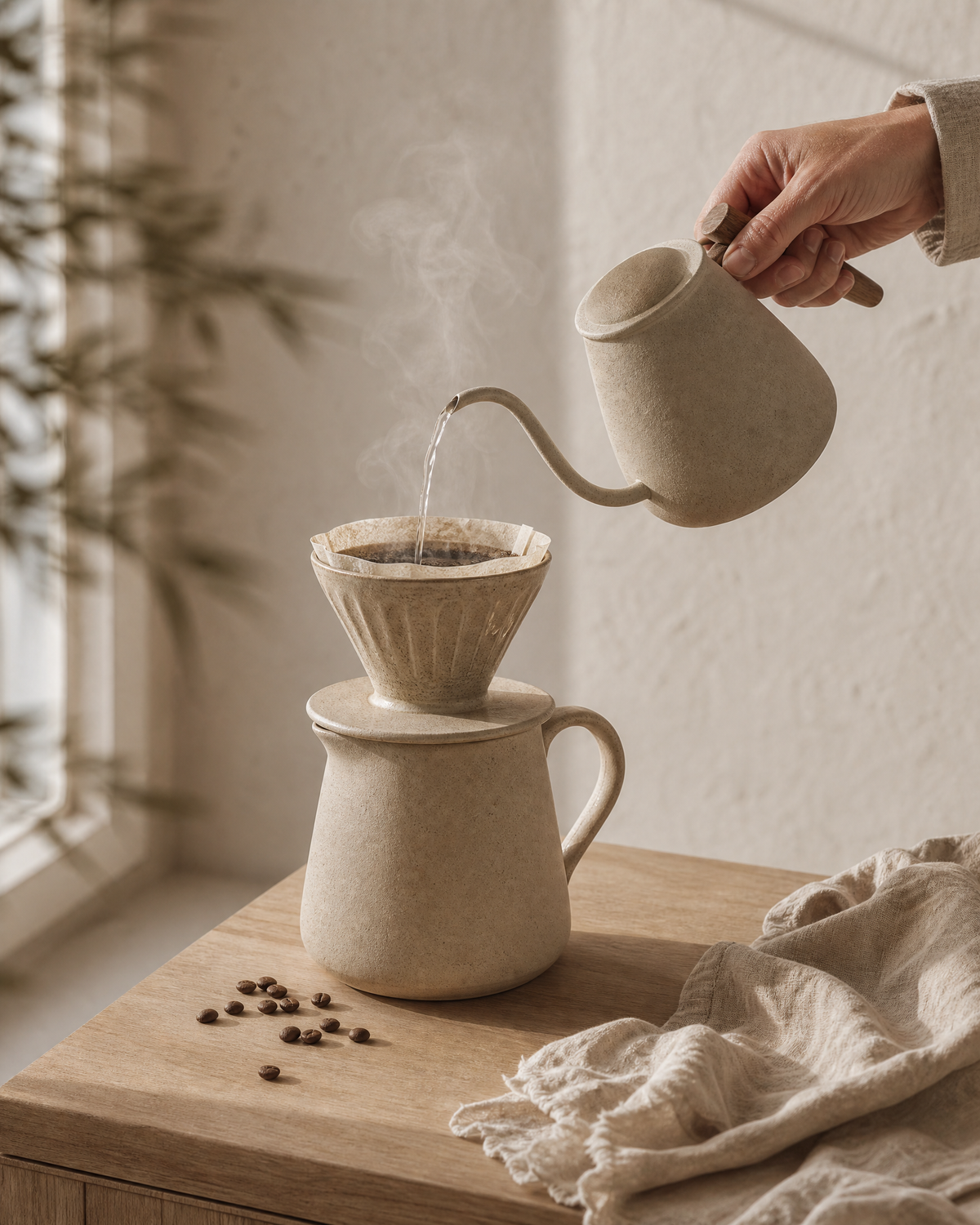 Stoneware Pour-Over Coffee Set, 500ml